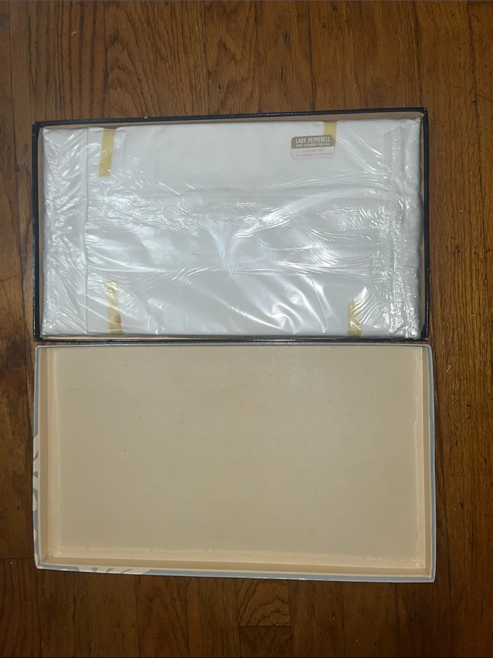 NWT Lady Pepperell Fine Combed Percale Vintage White with Gold Trimmed Sheets